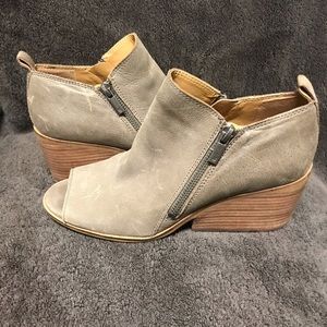 Lucky Brand/Leather Peep Toe Wedge Bootie
